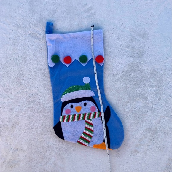 Christmas Stocking Penguin Appliqué Felt Blue - Picture 1 of 7